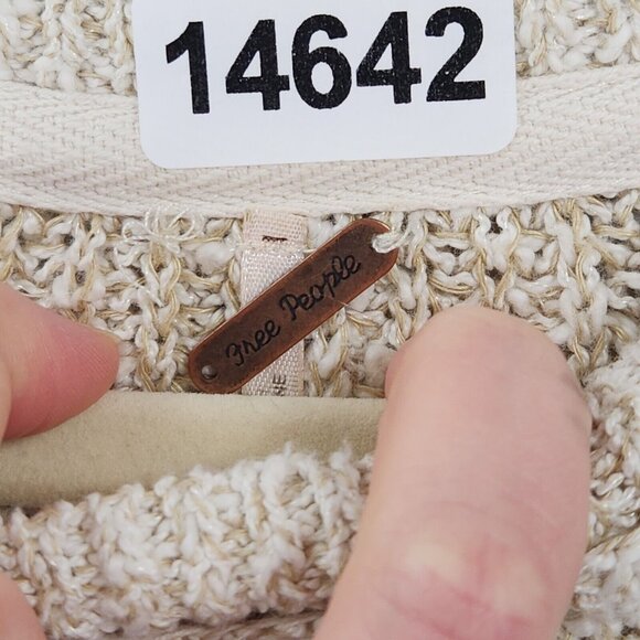 Free People Sweater Womens Large Cream Electric City Linen Blend Pullover Casual - Picture 8 of 12